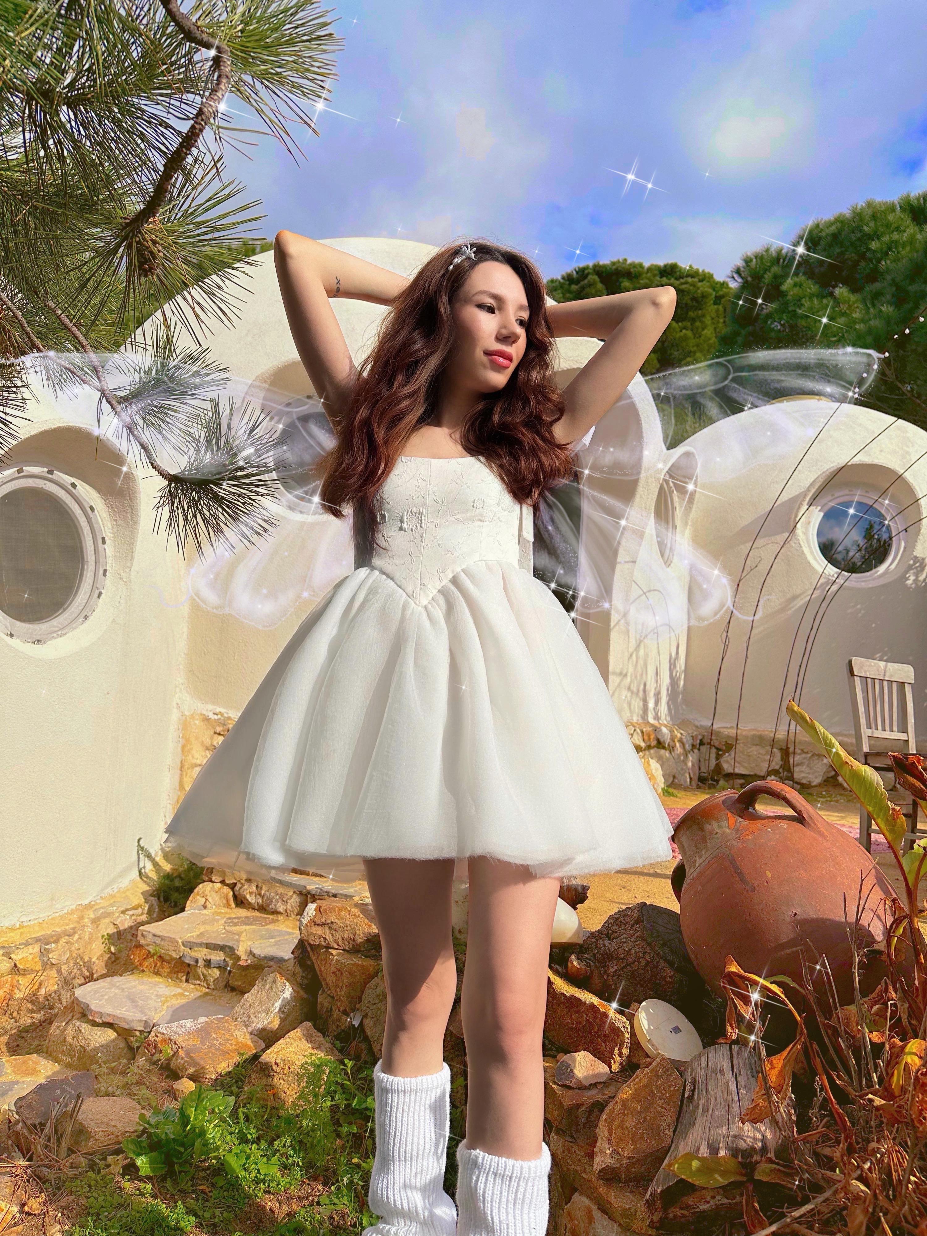  Tinker Bell Fluffy Dress White