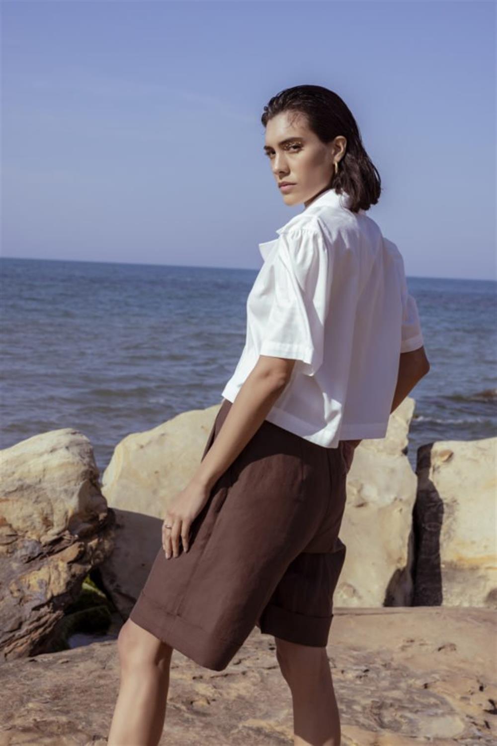 Beyaz Agraf Kapama Gömlek