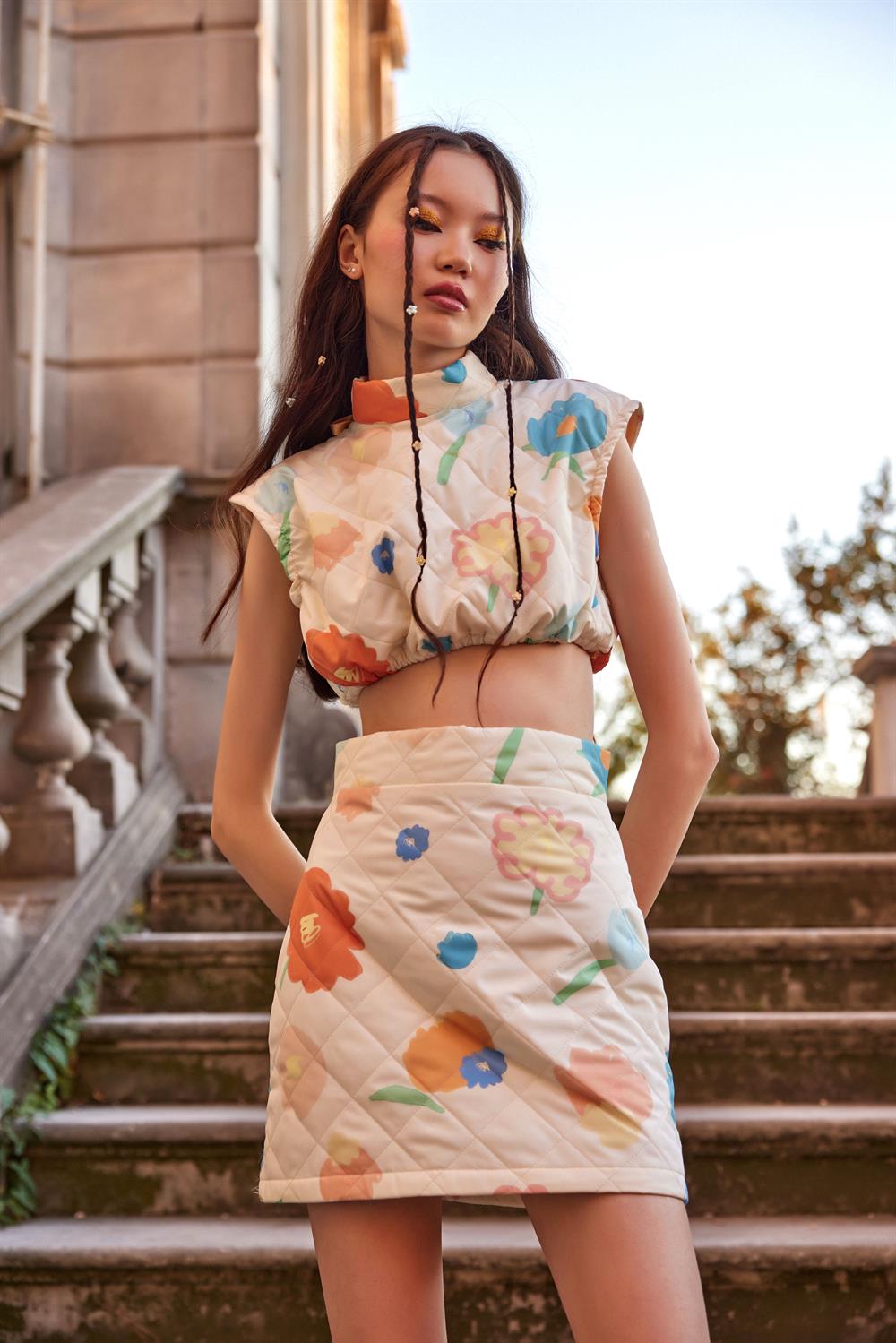 Flower Salad Slim Skirt