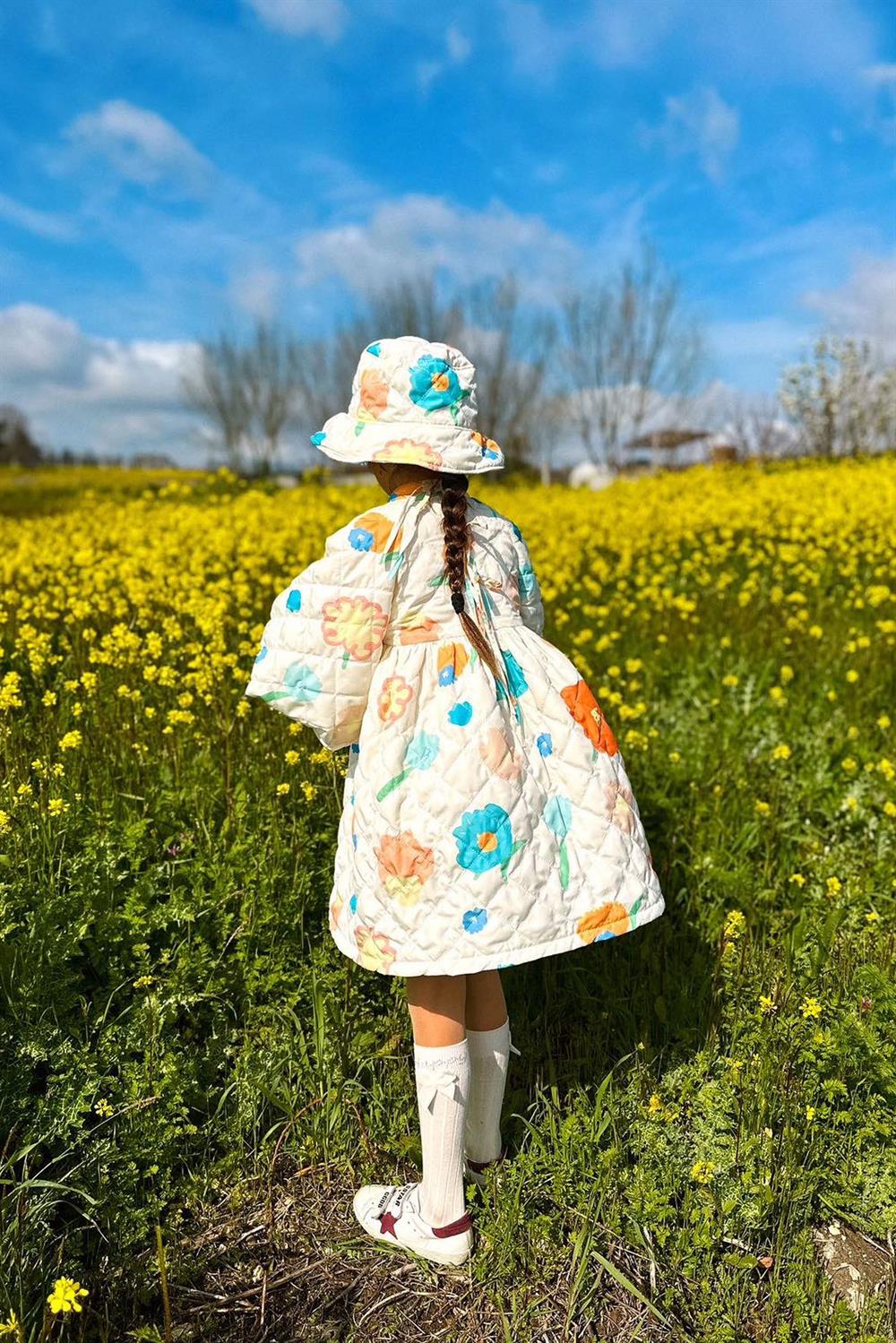 Flower Salad Puff Elbise Kids