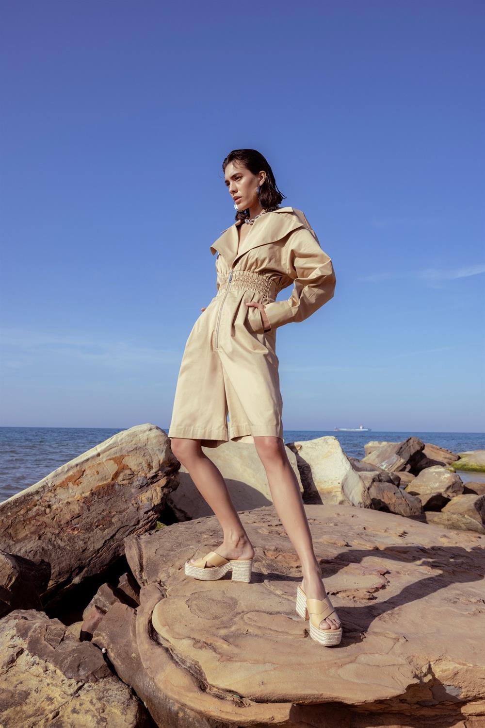 Helios Camel Cotton Overalls
