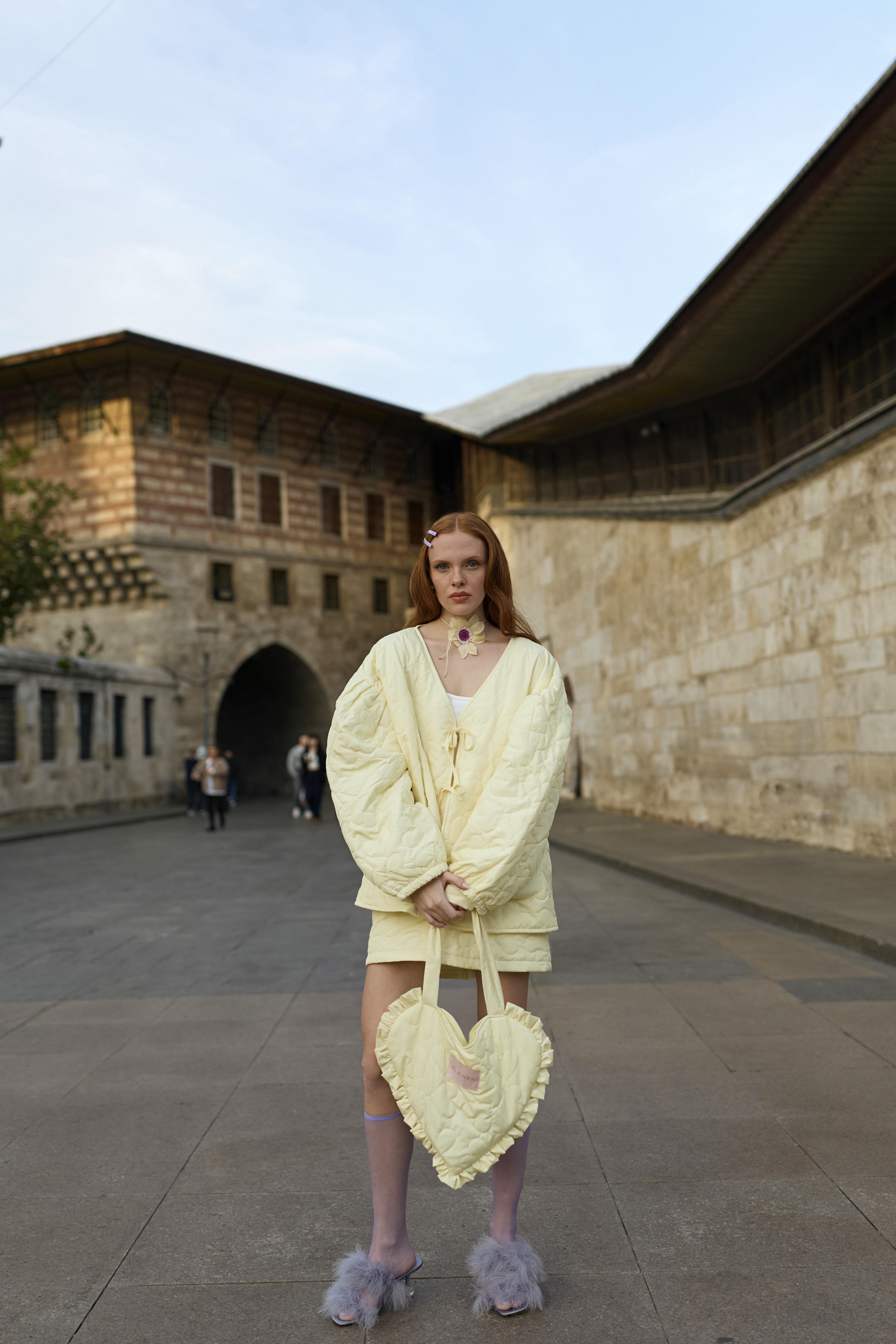 Primrose Blush Heart Puff Bag