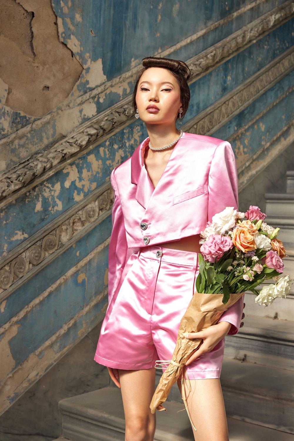 Raspberry Kalp Cepli Saten Şort