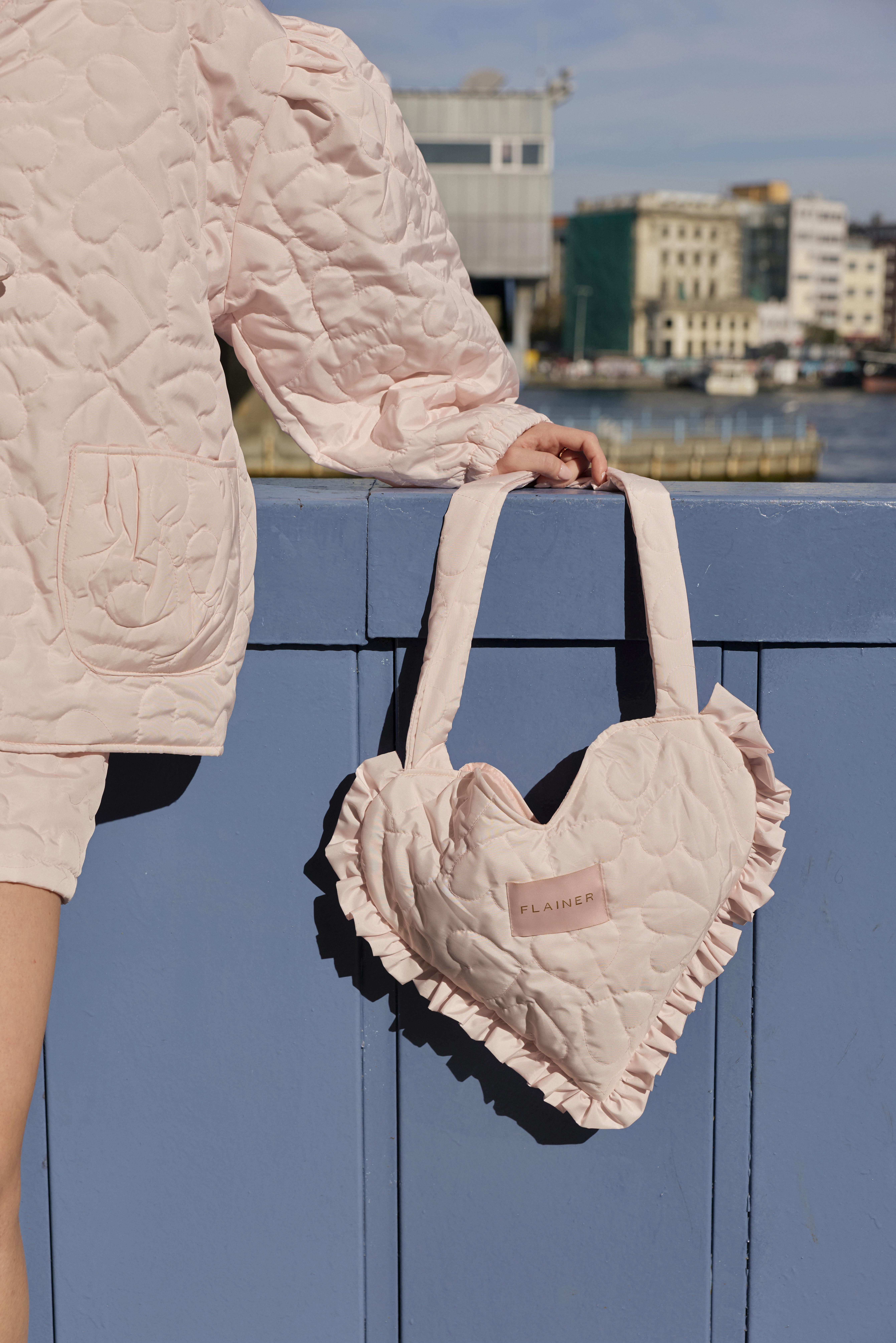 Rose Blush Heart Puff Bag