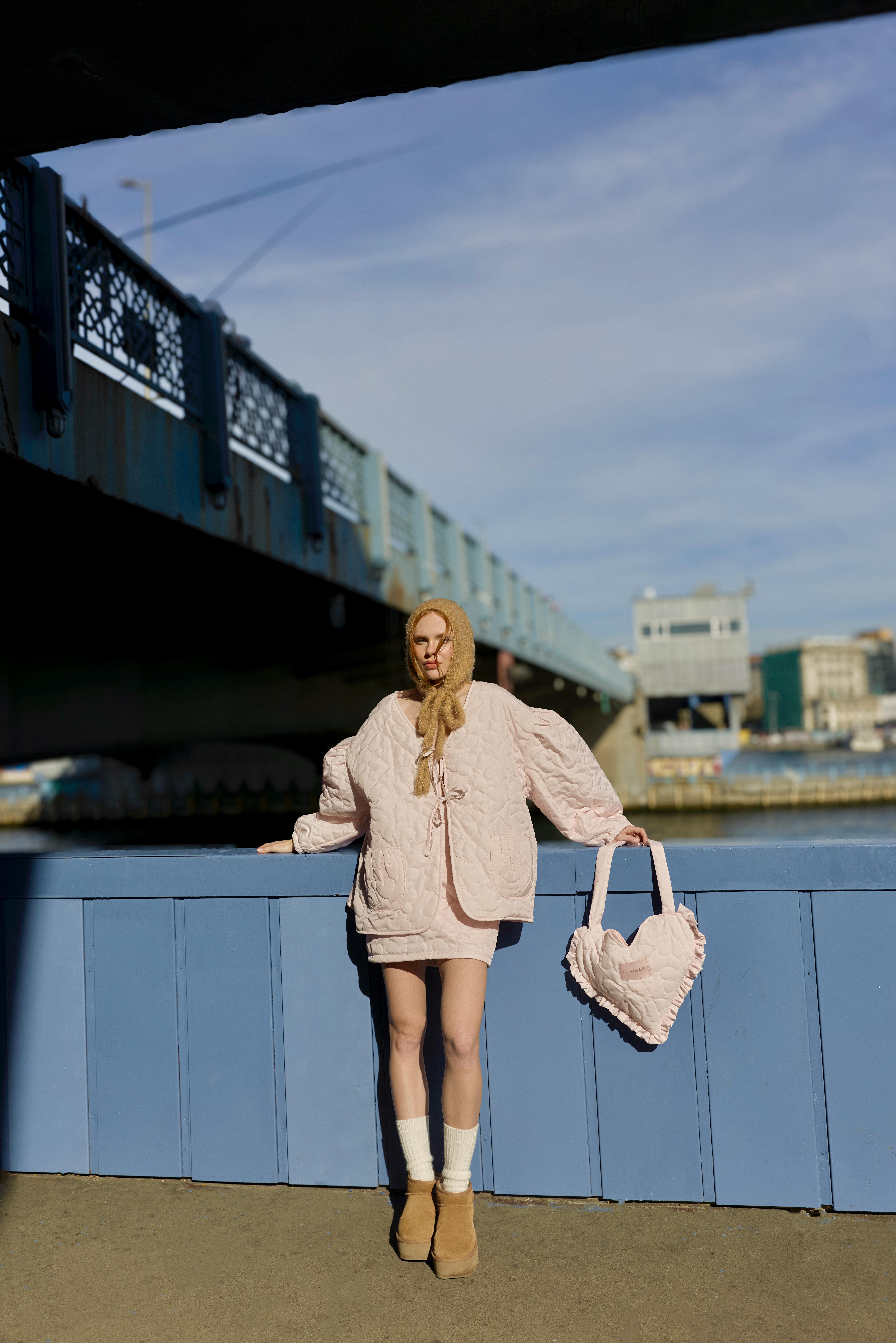 Rose Blush Heart Puff Bag