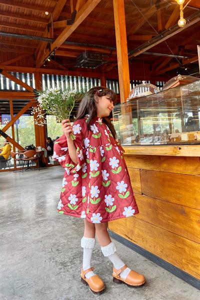 Daisy Dream Puff Dress Child Burgundy