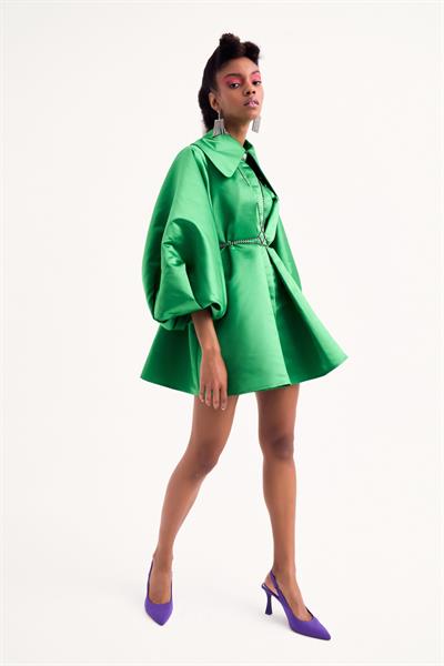  Rosalie Green Satin Dress Green
