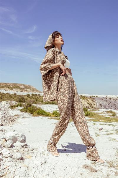 Eos Patterned Wrinkled Tencel Trousers