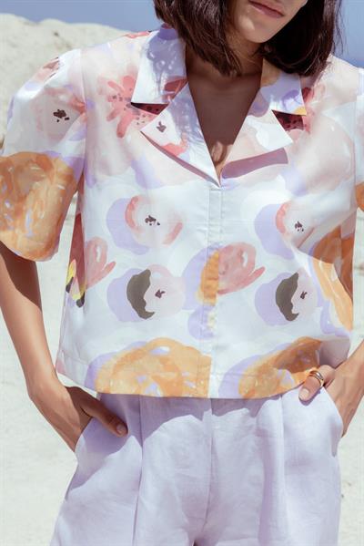 Flora Agraf Kapama Gömlek Çiçek Desen