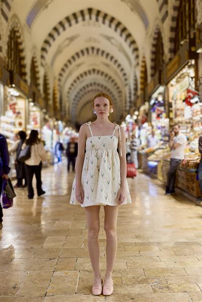 Tulip Jam Puff Mini Elbise