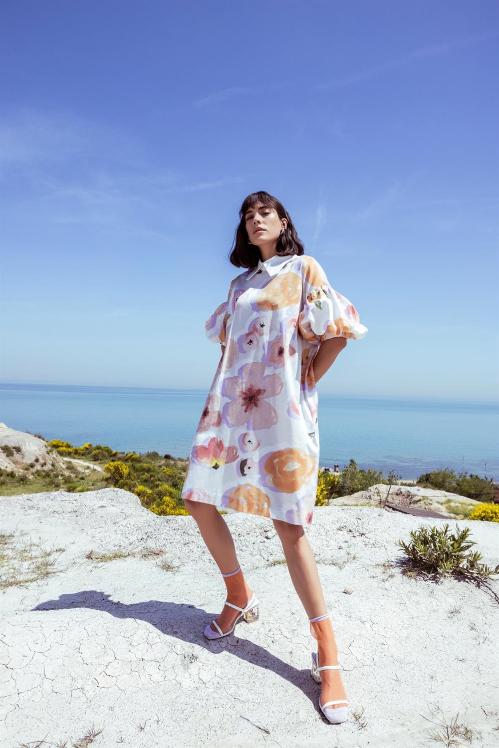  FLORA BALON KOL ELBİSE