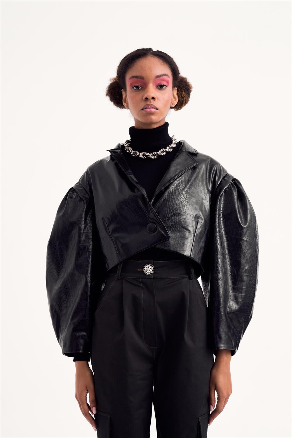 Black Moon Faux Leather Ceket