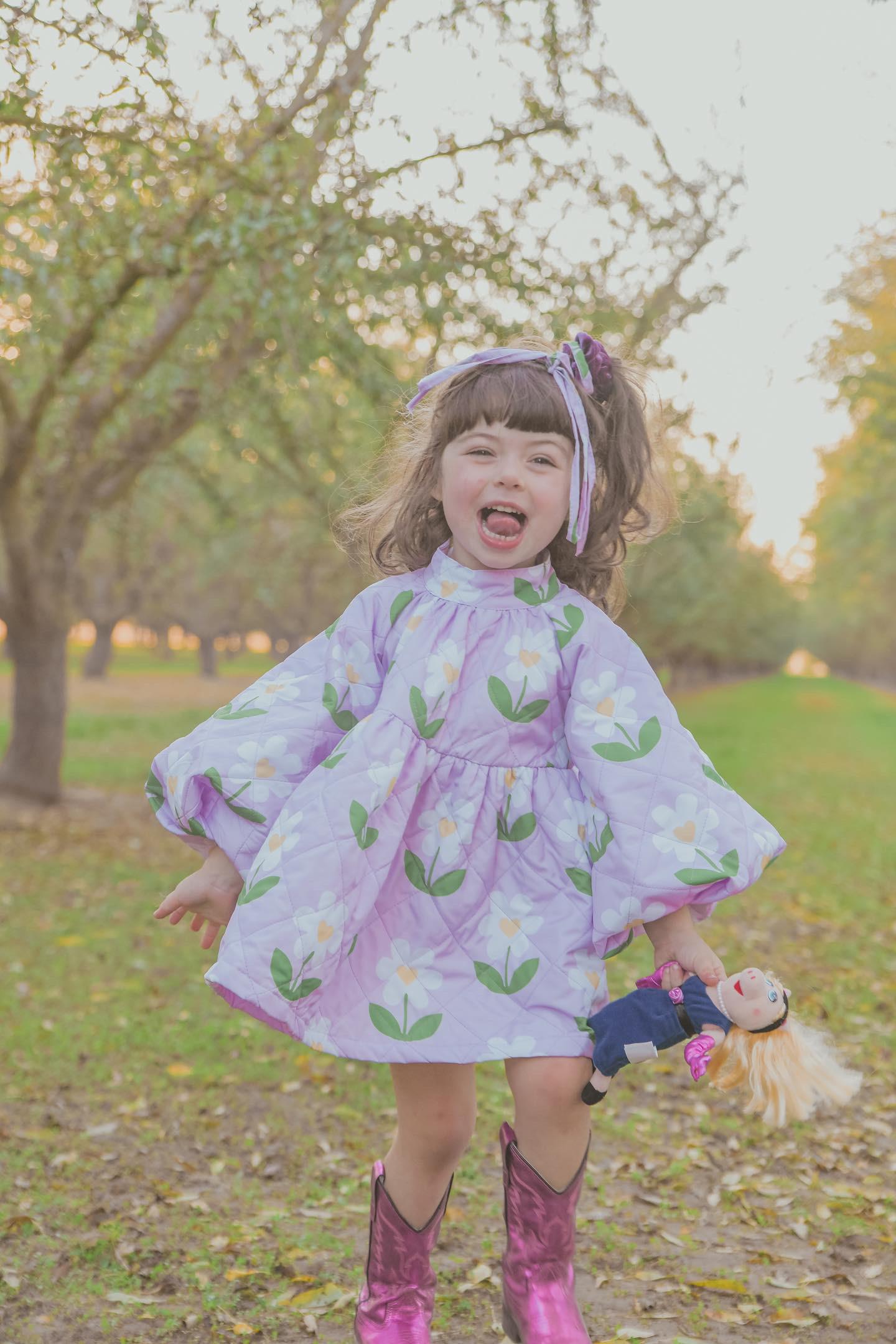 Daisy Dream Puff Dress Kids Lilac