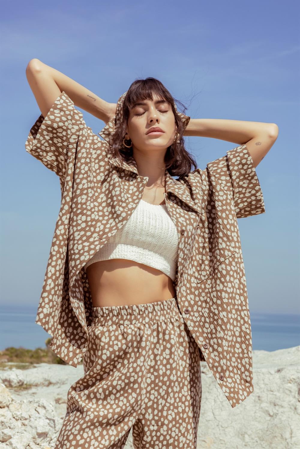 EOS Patterned Crumpled Tencel Shirt