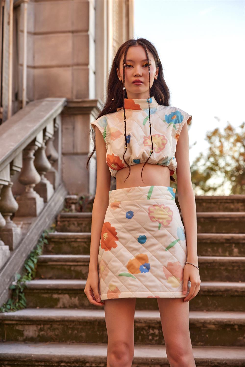 Flower Salad Slim Skirt