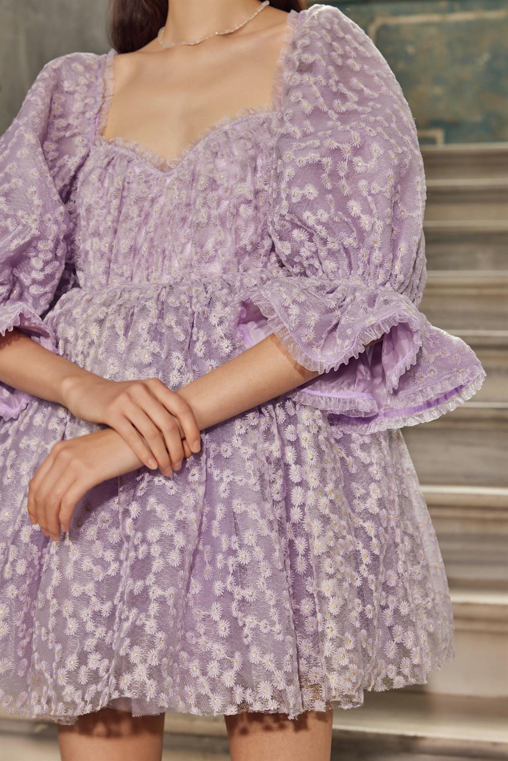 Lavender Soup Embroidered Dress