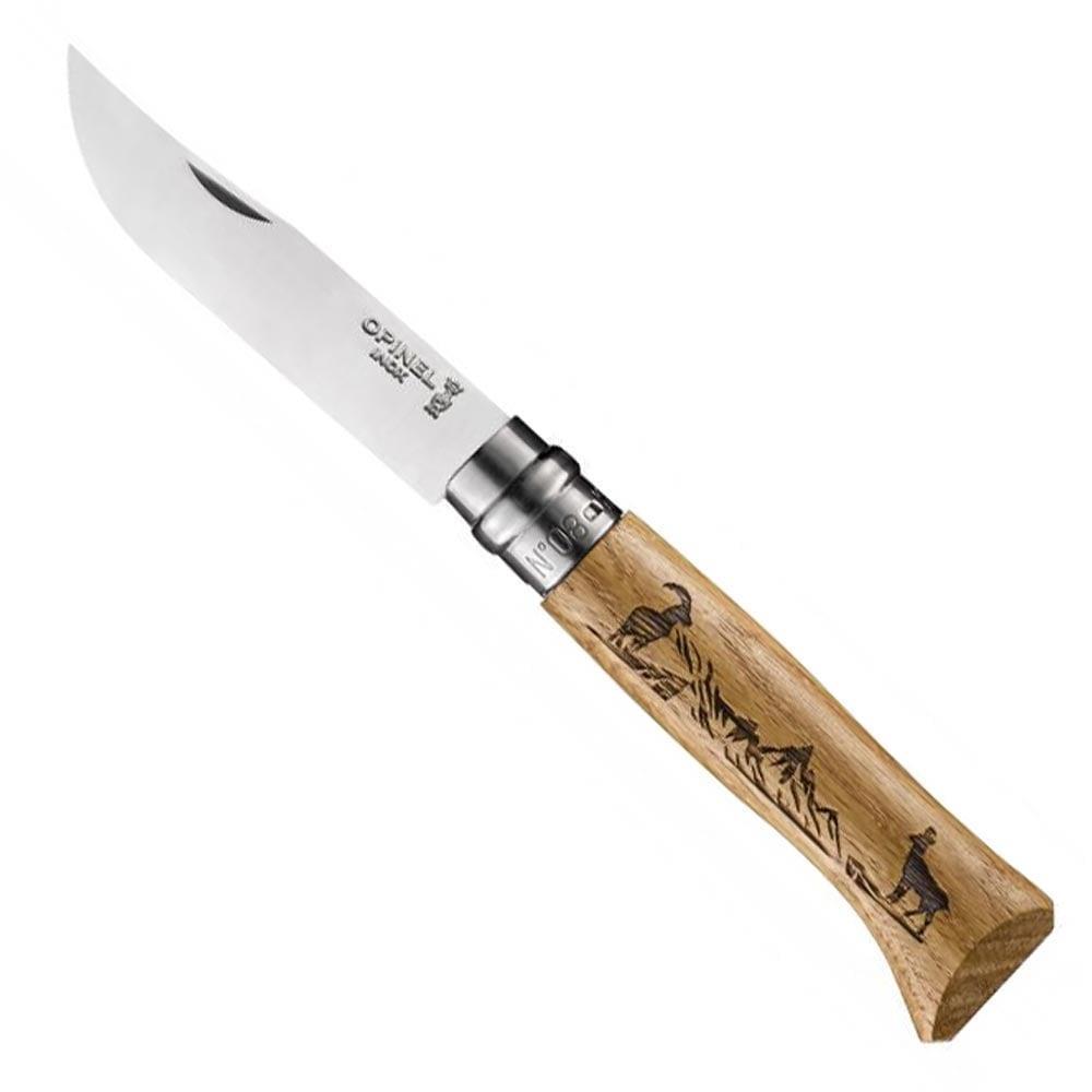 Opinel OP-002336 Inox No 8 Meşe Saplı Keçi Desenli Paslanmaz Çakı