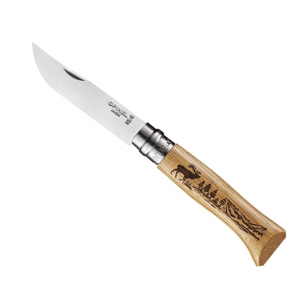 Opinel OP-002332 Inox 8 No Meşe Saplı Geyik Desenli Çakı