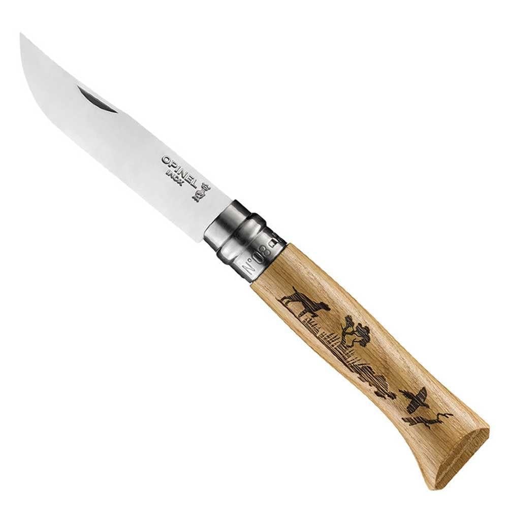 Opinel OP-002335 Inox No 8 Meşe Saplı Keçi Desenli Paslanmaz Çakı