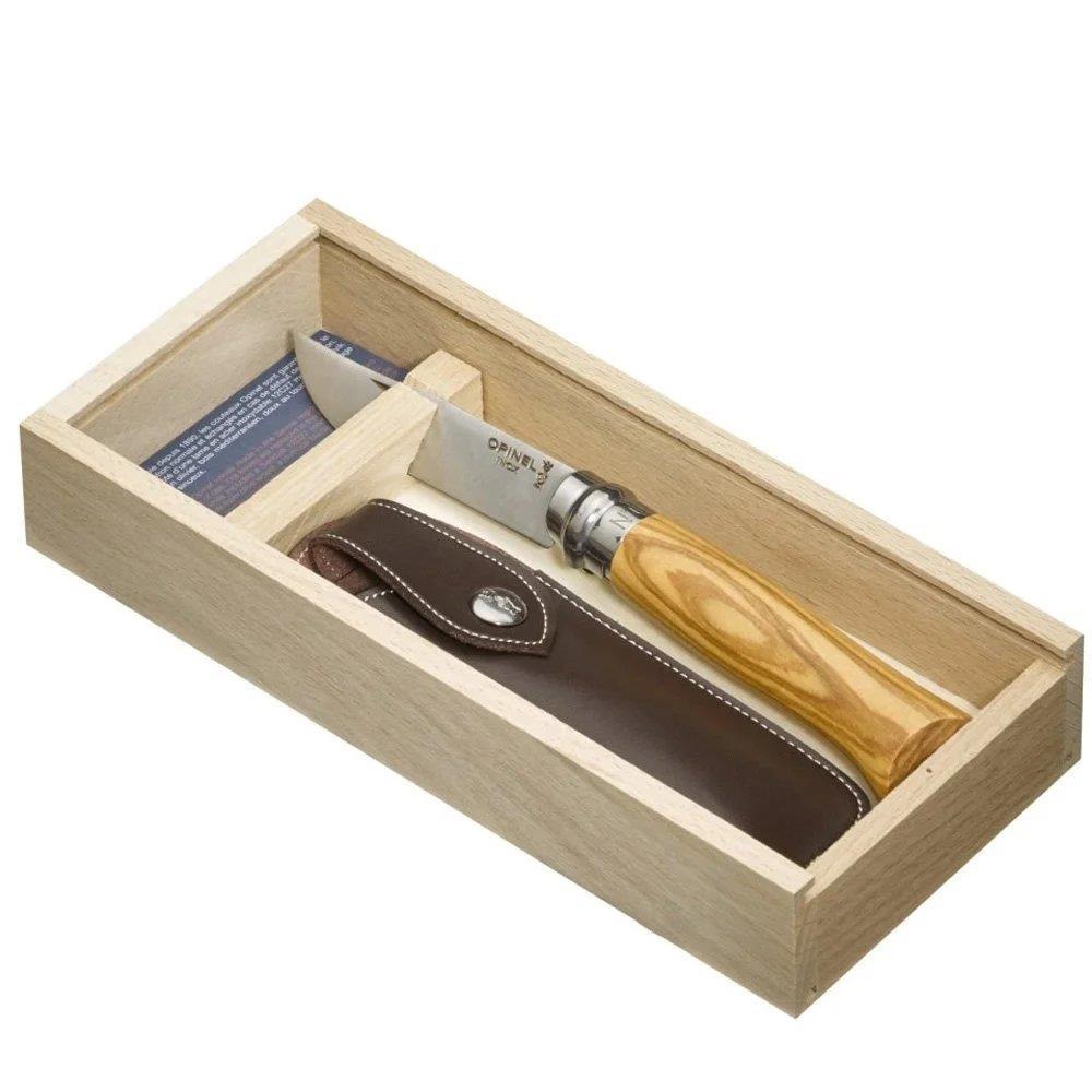 Opinel OP-001004 Inox 8 No Ahşap Kutulu & Kılıflı Zeytin Saplı Çakı