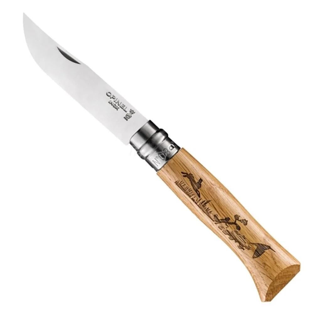Opinel OP-002333 Inox No 8 Yaban Tavşan Desenli Paslanmaz Çelik Çakı