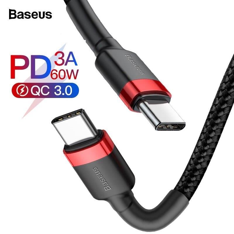 Baseus Cafule Type-C PD2.0 20V 60W 3A 1m. Kablo-Gri+Siyah