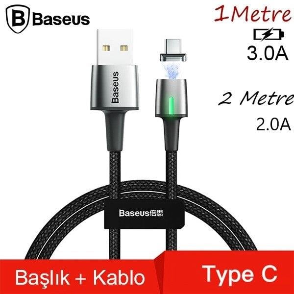 Baseus Zinc Manyetik Uçlu Type-C Kablo 3A 1m.-Kırmızı