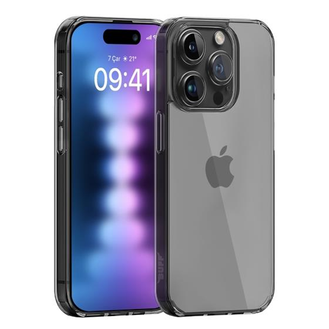 Buff iPhone 15 Pro Max Air Hybrid Kılıf Smoke Black
