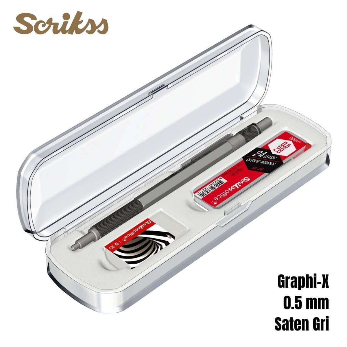 Scrikss T00SBCCGRX240A GRAPH-X 3Lü Set, Gri Kalem