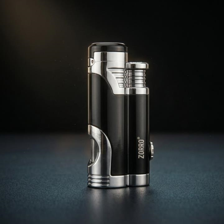 Zorro Çift Torch Pürmüz Siyah Puro Çakmağı
