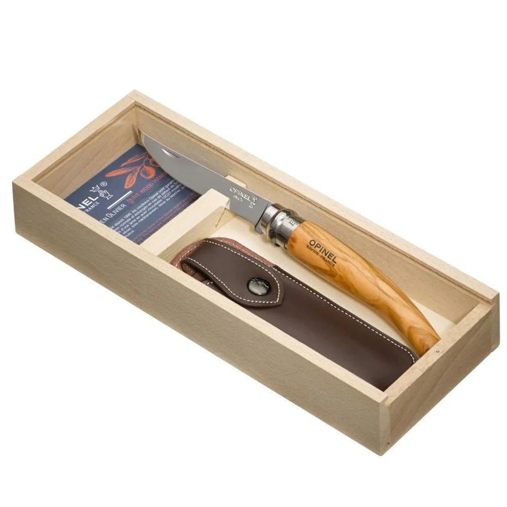 Opinel OP-001090 Inox 10 No Ahşap Kutulu Zeytin Saplı Fleto Çakı