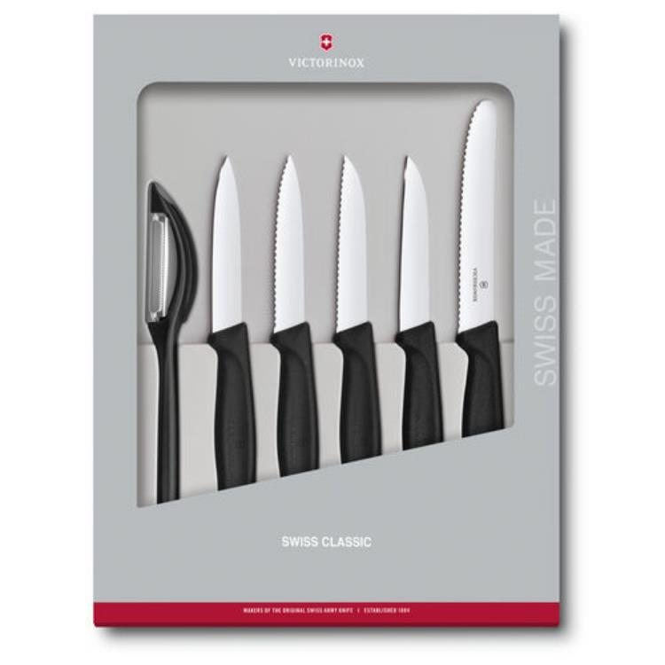Victorinox 6.7113.6G Siyah Bıçak Seti, 6 Parça Hediye Kutulu