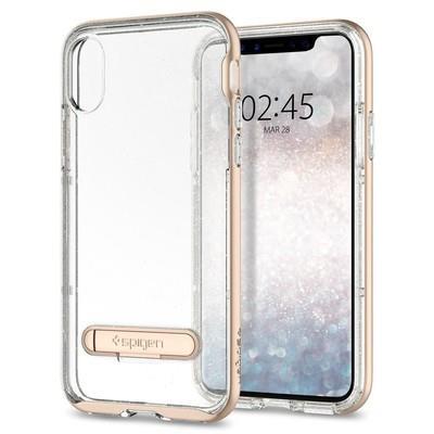 iPhone X Kılıf, Spigen Crystal Hybrid Glitter Rose Quartz