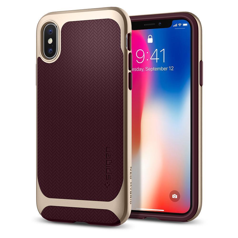 iPhone X Kılıf, Spigen Neo Hybrid Burgundy