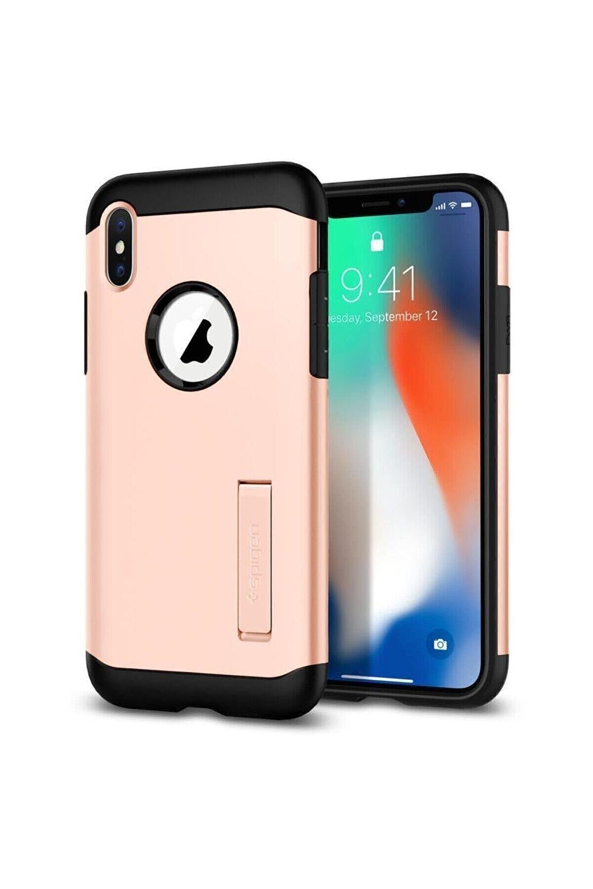 iPhone X Kılıf, Spigen Slim Armor Blush Gold