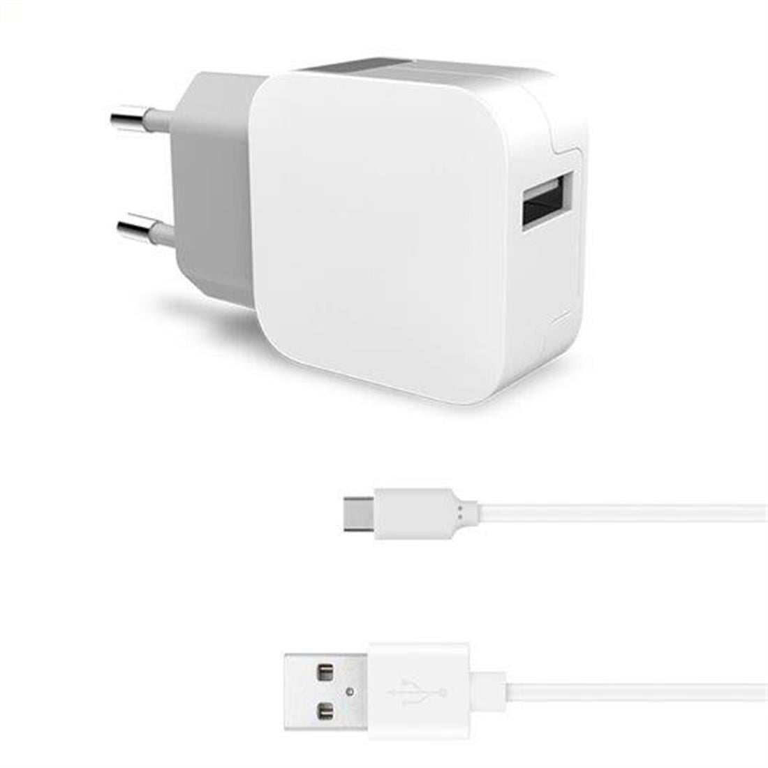 KEY SMART 2.4A WALL CHARGER 1M TYPE-C 2.0 - WHITE