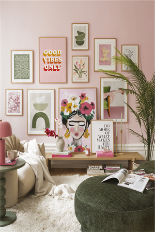 11 Parça Frida Ve Geometrik Desenli Ahşap Çerçeve Görünümlü Tablo Seti