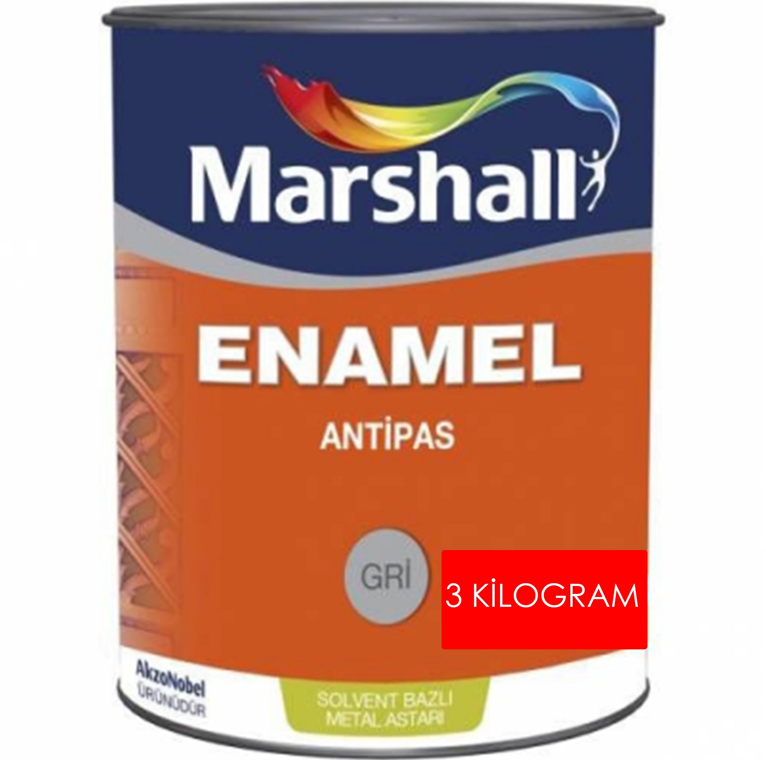 MARSHALL ENAMEL ANTİPAS GRİ 3 KG PAS ÖNLEYİCİ ASTAR BOYA