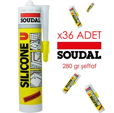 36 ADET SOUDAL ŞEFFAF SİLİKON 280 GR