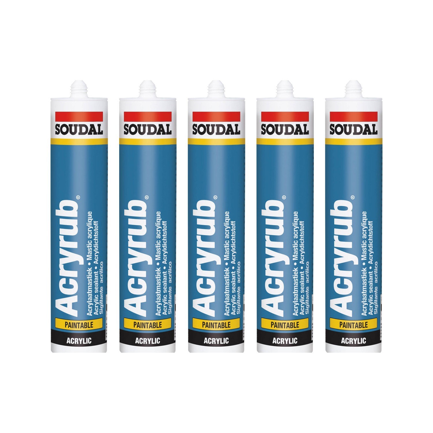 5 ADET Soudal Acryrub Silikonize Mastik 500 Gram Antrasit Gri