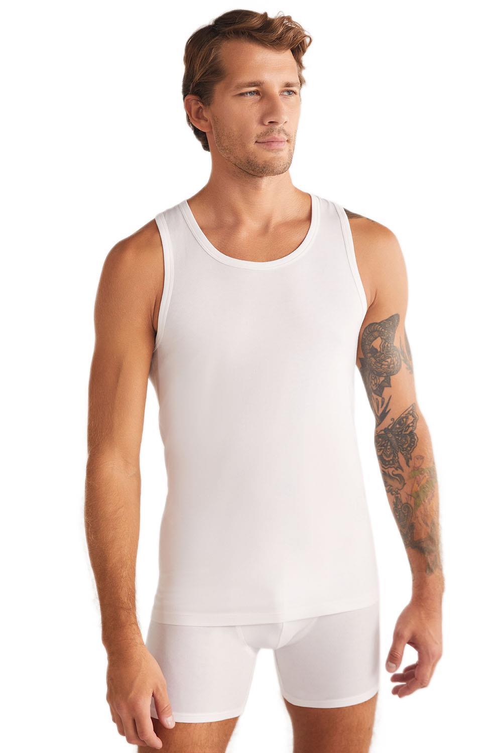 Kom Erkek Beyaz Aytron Halter 2li Basic Atlet