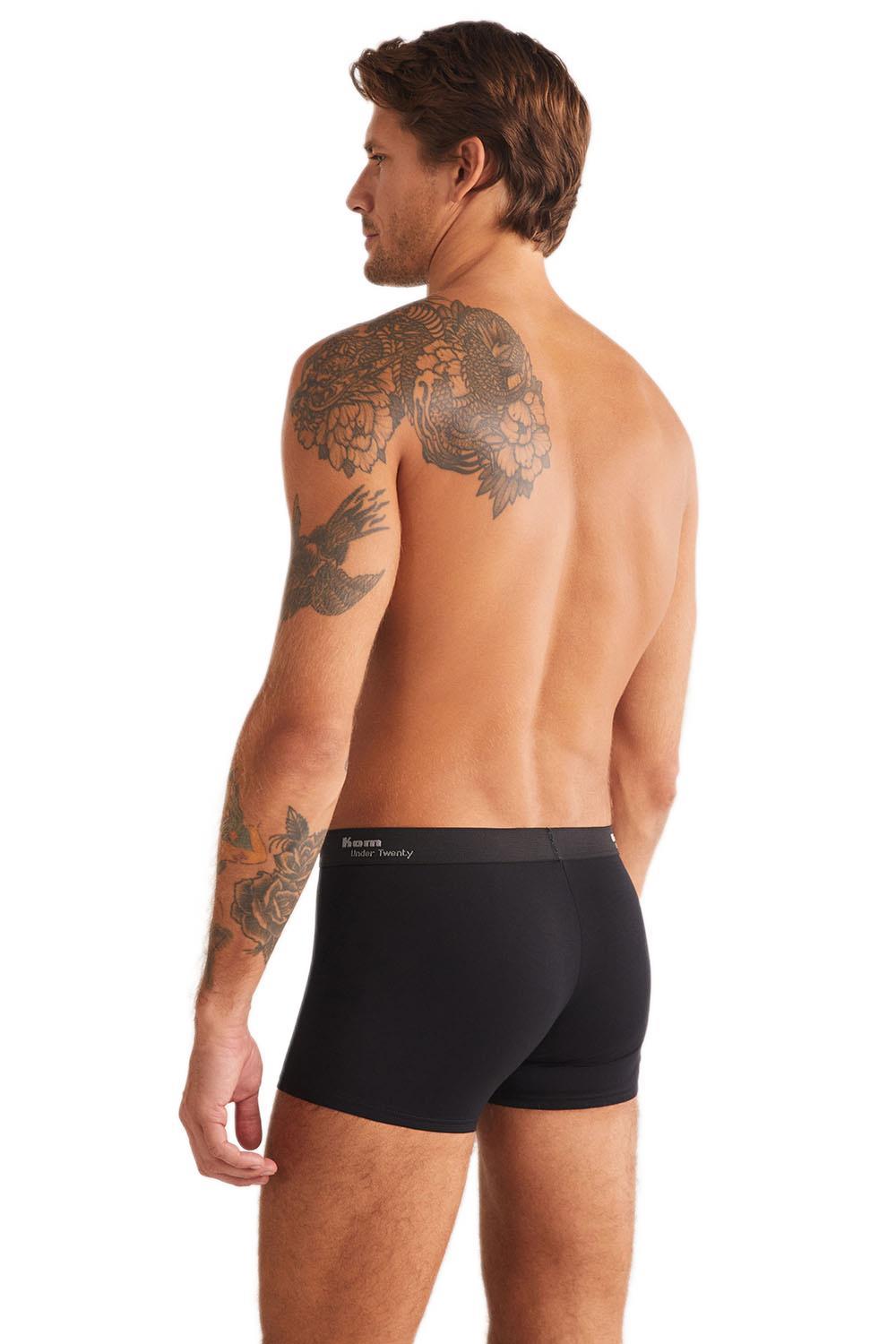 Kom Erkek Siyah Tight Pamuklu 2li Boxer