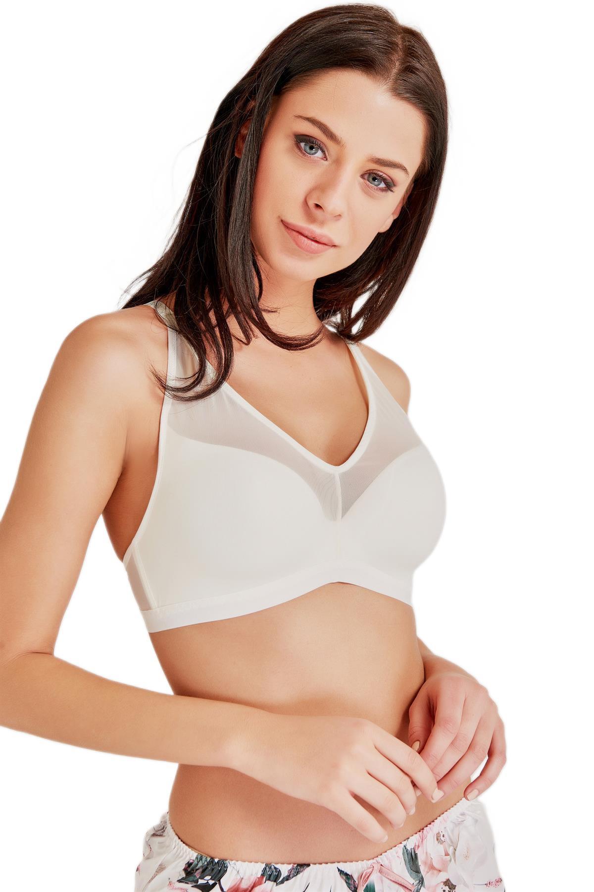 Magic Form Balensiz Süngerli Tüllü Ekru Sütyen 4636