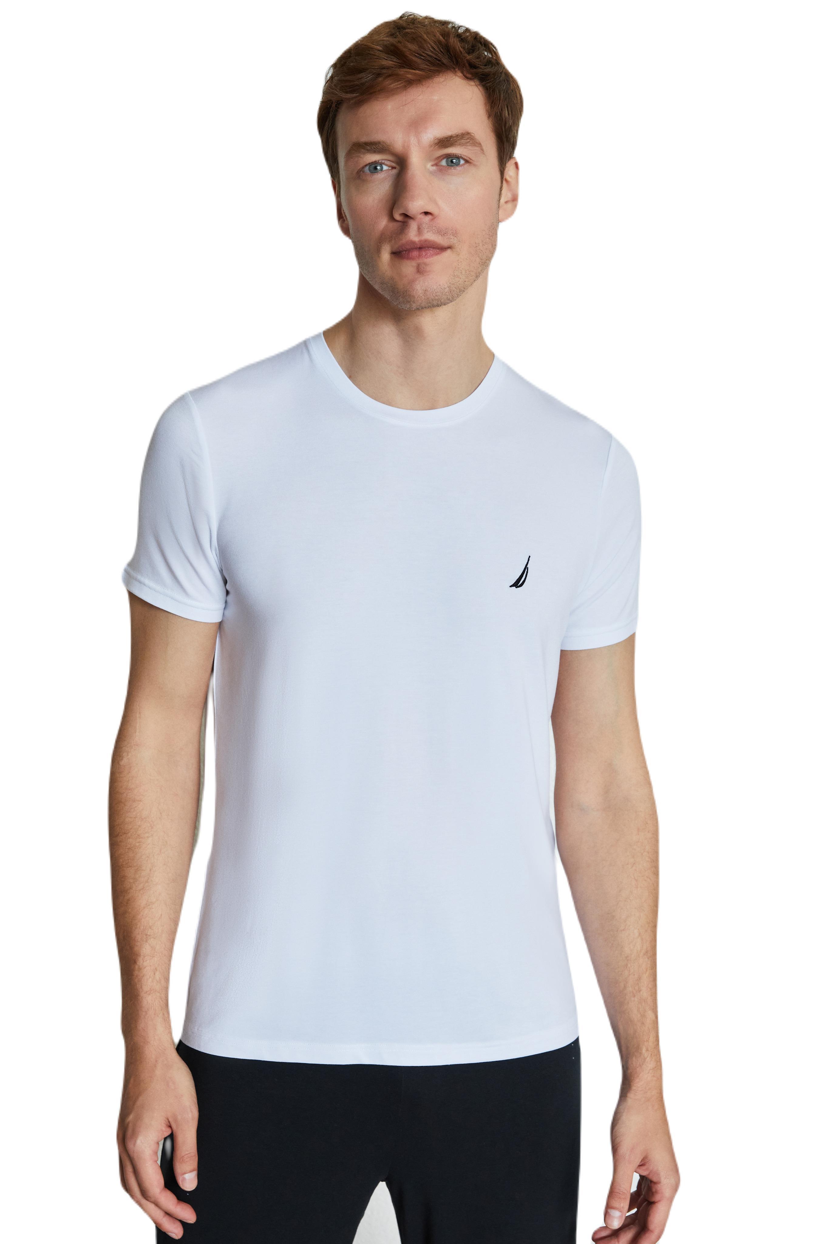 Nautica Erkek Beyaz Modal Uyku T-Shirt 