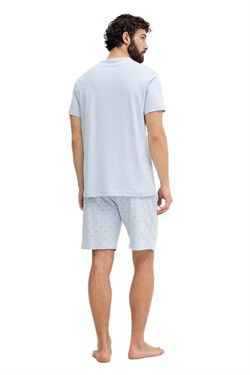 Calvin Klein Erkek Mavi Kısa Kollu Şortlu Pijama Takımı LV00NM2900