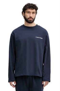 Calvin Klein Erkek Mavi Uzun Kollu Tişört Pantolon Pijama Takımı LV00NM2950