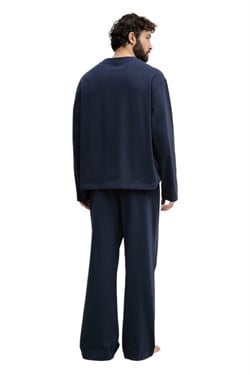Calvin Klein Erkek Mavi Uzun Kollu Tişört Pantolon Pijama Takımı LV00NM2950