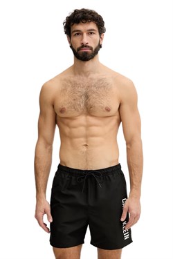 Calvin Klein Erkek Siyah Orta Boy Bağcıklı Deniz Şortu LV00N61047