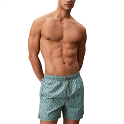 Calvin Klein Erkek Yeşil Orta Boy Bağcıklı Kapalı Bel Deniz Şortu LV00N61027