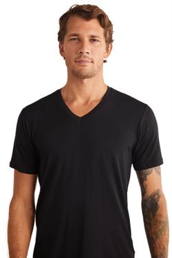 Kom Erkek Siyah Emilio V Yaka Modal Tshirt 